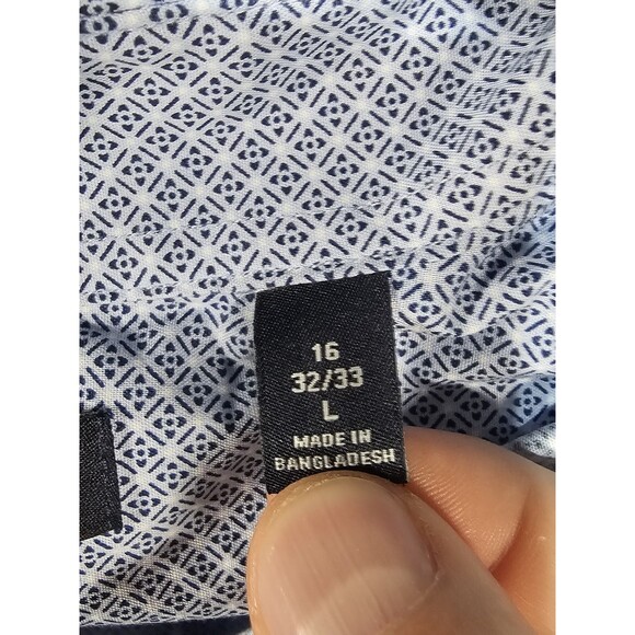 Tommy Hilfiger Mens 16 32/33 L Blue Slim Fit Stretch Button Front Shirt - Picture 7 of 8